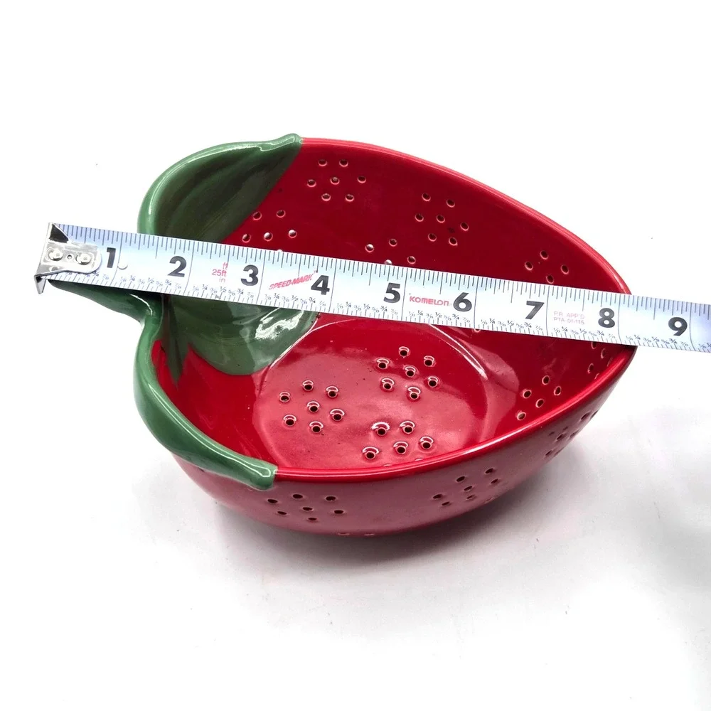 Strawberry Earthenware, Ceramic Colander Berry Bowl Strainer VINTAGE